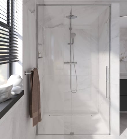Saqu Syra schuifdeur 100x210 cm chroom helder glas