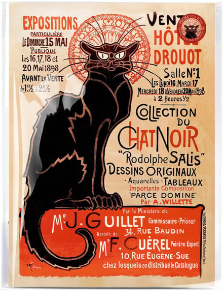 Lanzfeld Steinlen - Poster Schilderij A3 - Le Chat Noir - Théophile Steinlen - PP Hoes