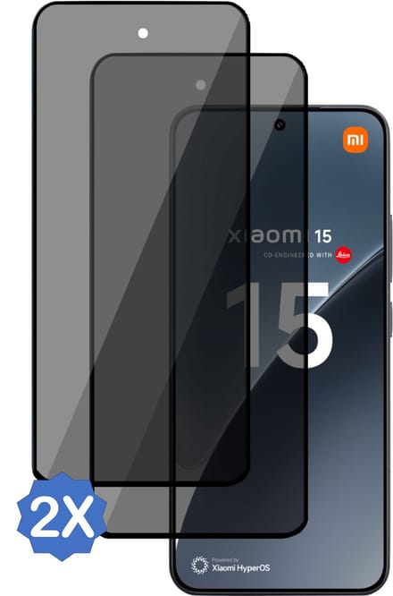 2x TechNow Privé Screenprotector geschikt voor Xiaomi 15 Screenprotector - Privacy Beschermglas - Rounded - Privacy Proteqt+