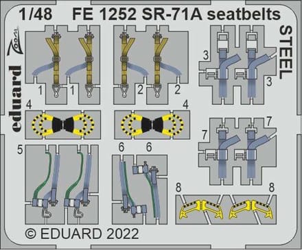 Eduard Modelbouwdecoratie - FE1252 Seatbelts Steel for SR-71 A Blackbird - Photo-etch