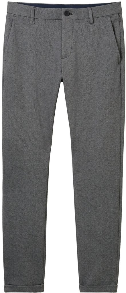 Tom Tailor - TTTRAVIS SLIM chino van piqué jersey - Maat 33/34 - black white birds eye