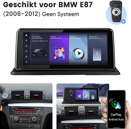 Hexinex autoradio Geschikt voor BMW 1er E81 E82 E87 E88 2006-2012 Draadloos CarPlay, Android auto, multimediaspeler, RAM:2GB,ROM:8GB