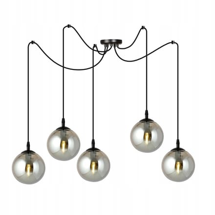 Emibig GIGI 5 hanglamp - Zwart/Grafiet, Staal & Glas, E14