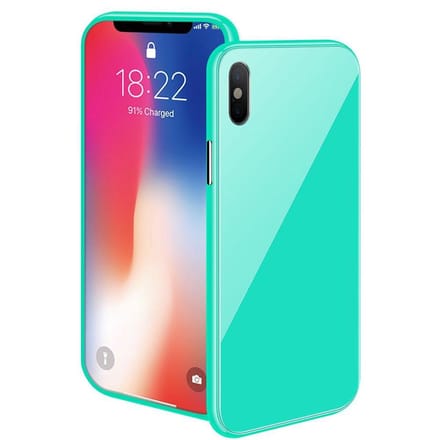 Magnetische case met gekleurd achter glas geschikt voor de iPhone XS Max -groen