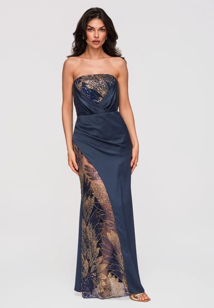 LARICA Jurk - Rits - Effen - Jurk Marine M