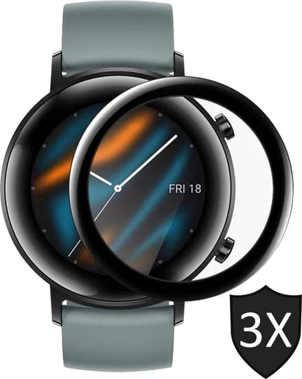 Screenprotector geschikt voor Huawei Watch GT 2 46mm - Full Tempered Glass - 3 Stuks