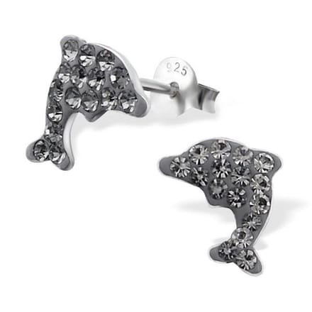 Princess Oorbellen Dolfijn - 925 Zilver E-Coating - Dier - 10x9mm