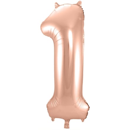 Rosé Goudkleurige Cijferballon cijfer 1 - 86cm