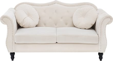 SKIEN - Chesterfield bank - Lichtbeige - Fluweel