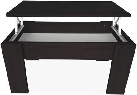 Verstelbare Salontafel - Eettafel Salontafel - Woonkamer Eettafel - Binnen Compartiment - 90x50x46-57 cm - Wenge