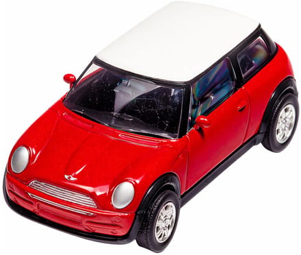 Goki Mini Cooper modelauto - rood - 7 cm - schaal 1:60 - metaal- speelgoedwagen