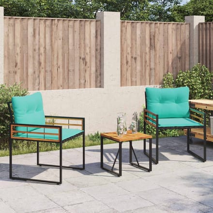 vidaXL Buitenmeubels set met kussen 3 pcs Turquoise