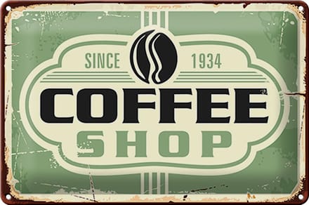 Blechschild Retro 30x20cm Kaffee Coffee Shop since 1934