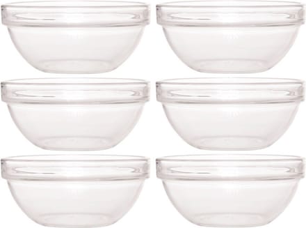 Luminarc Schaaltje/kommetje - 6x - glas - 17 cm - snack schaaltjes - chips schaaltje