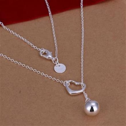 Ketting met hanger hart met kogel