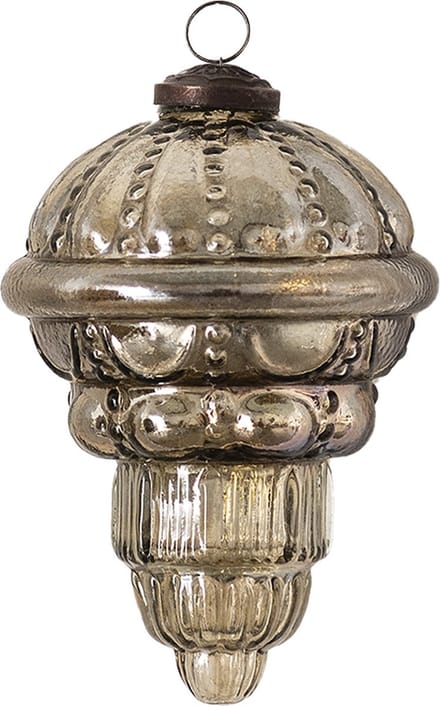 Clayre & Eef Kerstbal Overig Ø 8 cm Bruin Zilverkleurig Glas Kerstballen