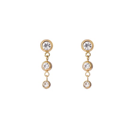 Go Dutch Label Oorknoppen 3 stenen cirkel met steen Gold E2301-2