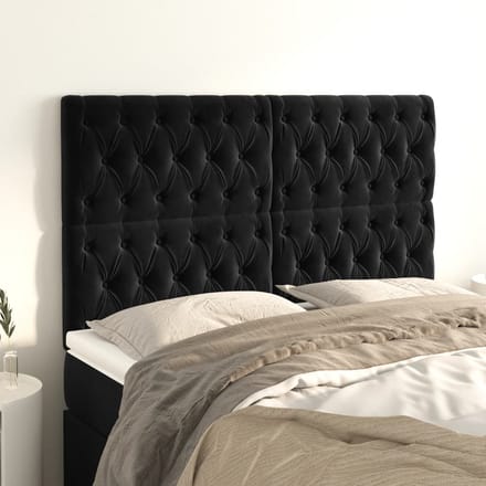 vidaXL - Hoofdbord - zwart - 160x7x118/128 - cm - fluweel