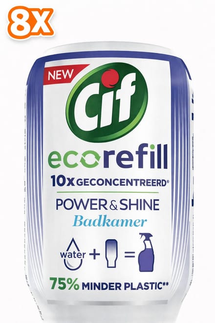 8 x Cif Eco Refill - Power & Shine - Badkamerreiniger - Spray - 70 ml