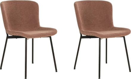QUVIO Eetkamerstoel Lucy – Eetkamerstoelen - Bouclé - Staal - Bruin - Roestbruin - Set van 2