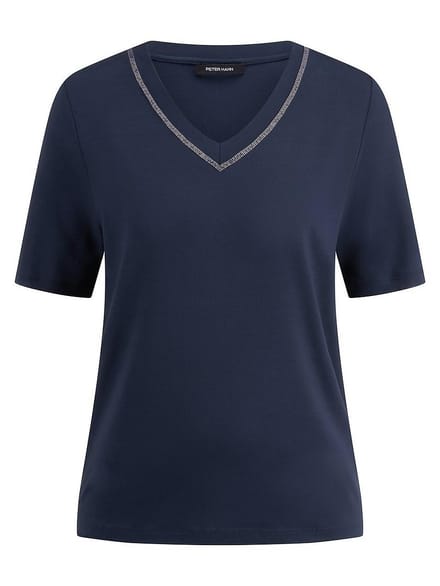 Shirt V-hals Van Peter Hahn blauw