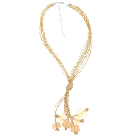 Behave® Ketting bruin - hanger met beige en bruine kralen - 41 cm