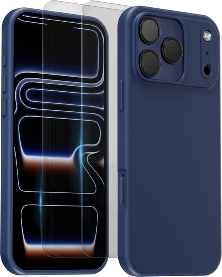 Hoesje geschikt voor iPhone 17 Pro Max/18 Pro Max Blauw - 2x screenprotector - beschermglas screen protector - Anti Shock hoesje case