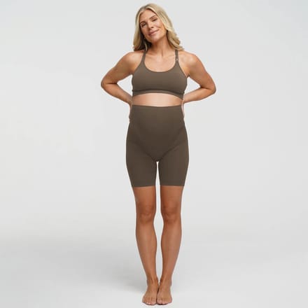 cfab - Naadloze zwangerschapsshorts met hoge taille - Taupe - 3XL