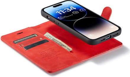 iPhone 14 Pro Max Bookcase hoesje - CaseMe - Effen Rood - Kunstleer