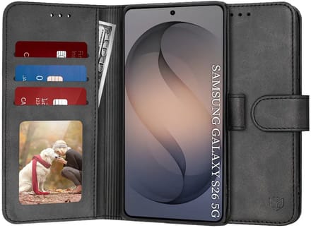 Hoesje geschikt voor Samsung Galaxy S26 - Techsuit Diary Book Wallet Case - Zwart