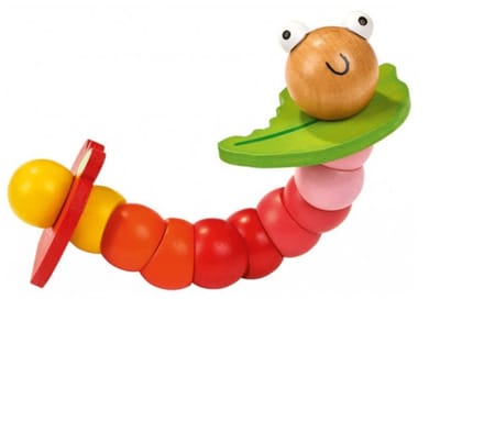 Krabbelkäfer Houten Rups (Rood Roze) - Bijtspeelgoed