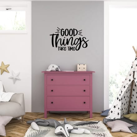Muursticker - Good Things Take Time - 40,6 x 67,2 - Zwart
