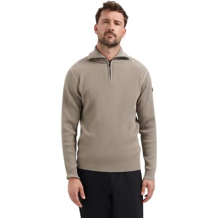 No Excess Pullover half zip wing collar tuck clay