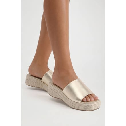 boohoo Dames Espadrille Mule Sleehakken | Goud | Maat: 37