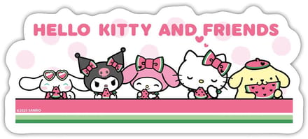 Hello Kitty En Vriend Eten Watermeloen Sticker Maat S (max. 10 x 10cm)