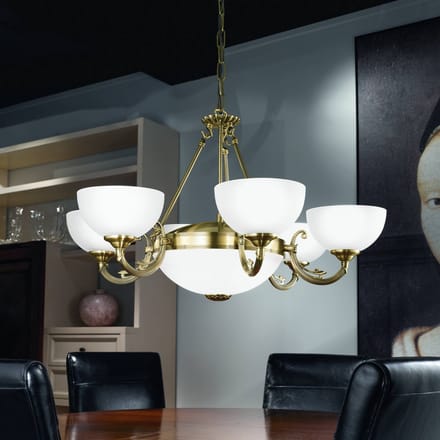 EGLO Savoy - Hanglamp - 6 Lichts - Ø740mm. - Brons - Wit