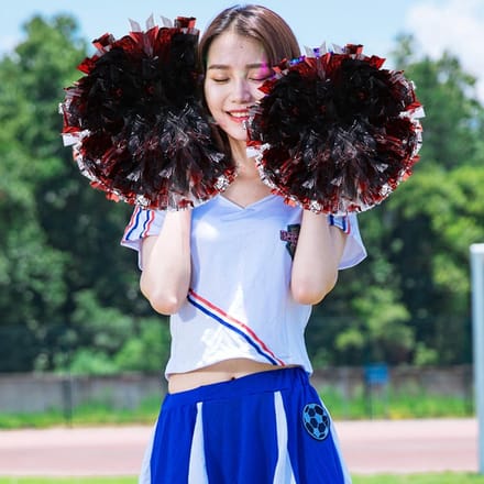 Cheerleading Pompons Pompoms voor Dansfeest School Sportwedstrijd (Zilver+Rood) black