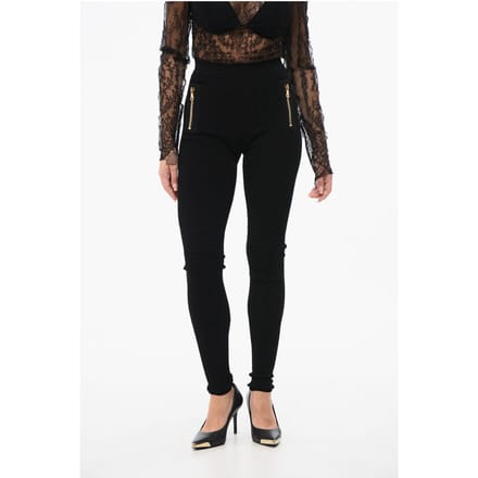 Gebreide legging met ritsdetail in zwart