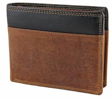 Landley Leren Billfold Mannen Portemonnee - Hunter Leer - Heren - Bruin Duo-tone