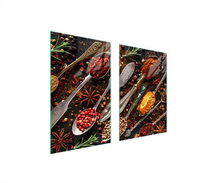 TMK ArtDeko - Snijplank - 65x52cm - Glas - Motief: Przyprawy