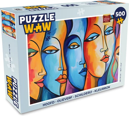 Puzzel Hoofd - Olieverf - Schilderij - Kleurrijk - Legpuzzel - Puzzel 500 stukjes