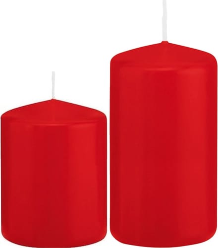 Trend Candles - Stompkaarsen set 2x stuks rood 8 en 12 cm