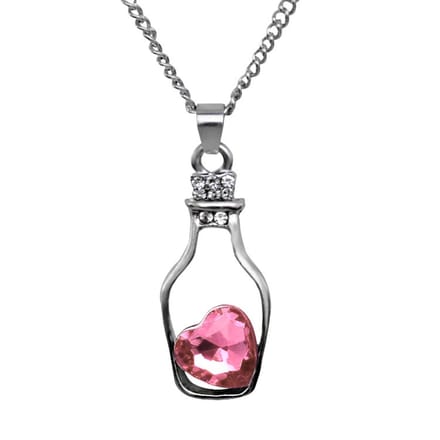 Fako Bijoux® - Ketting - Fles Met Hart - Roze