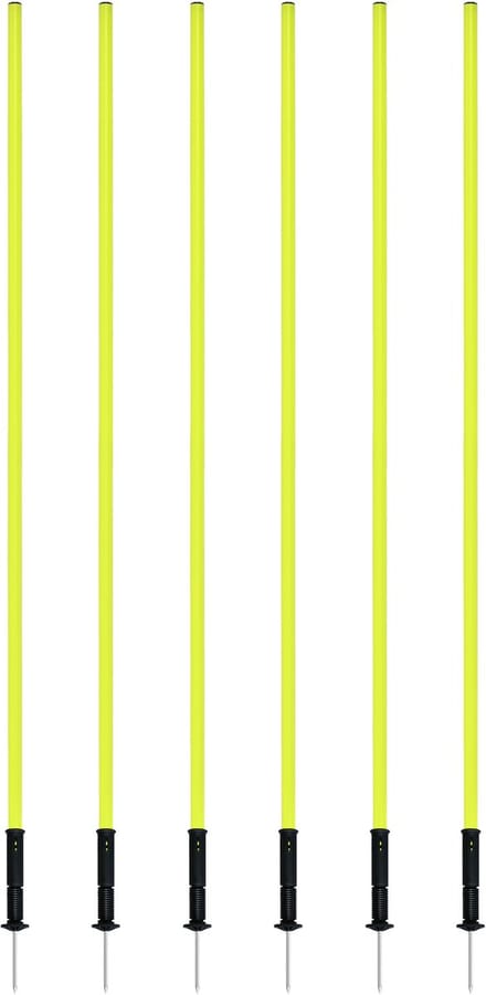 Slalomstangen Set - Trainingsstokken - Behendigheidstraining - Veerbelaste basis - 6 stuks 150 cm - Geel