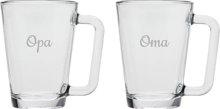 Gegraveerde theeglas 26cl Opa & Oma