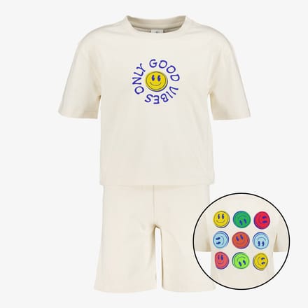 Emoji kinder shortama wit - Maat 122/128