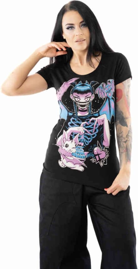 Cupcake Cult - Bat Girl Dames Tshirt - M - Zwart