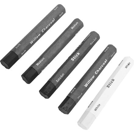 5 STUKS Tekenkool Multifunctionele Kunstenaarskoolstift met Opbergdoos voor Schetsen Schaduweren gray