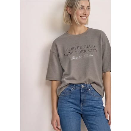 Sweatshirt met korte mouwen en tekst