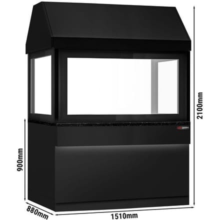 GGM Gastro Gasgrill TORONTO - 1500mm - schwarze Front - schwarze Granit-Arbeitsplatte - Hitzeschutzglas